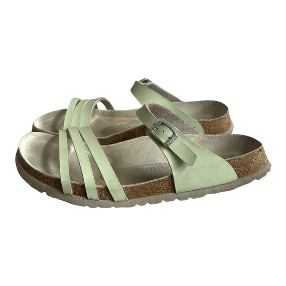 Betula Birkenstock Slide Sandals Light Green Leather Narrow Flats Womens Size 11 - Picture 5 of 8